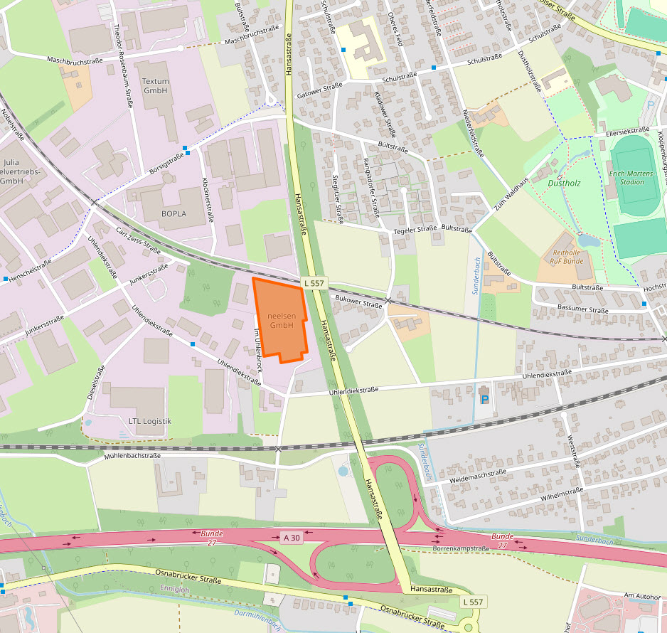 Lageplan Neelsen GmbH, Uhlendiekstraße 88, Bünde